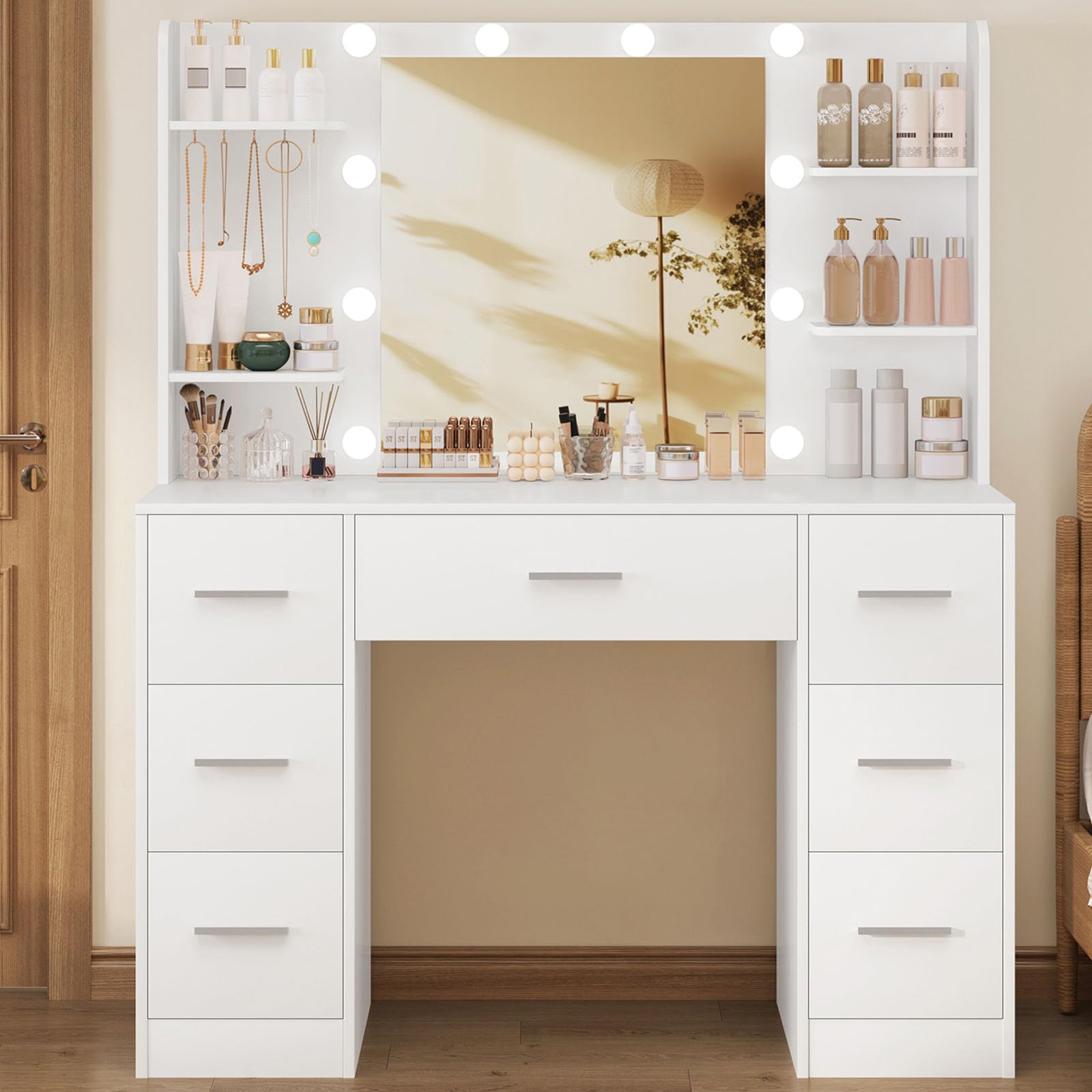 Amazon｜TEENFON ドレッサー収納沢山 ジュエリーフック5個付き